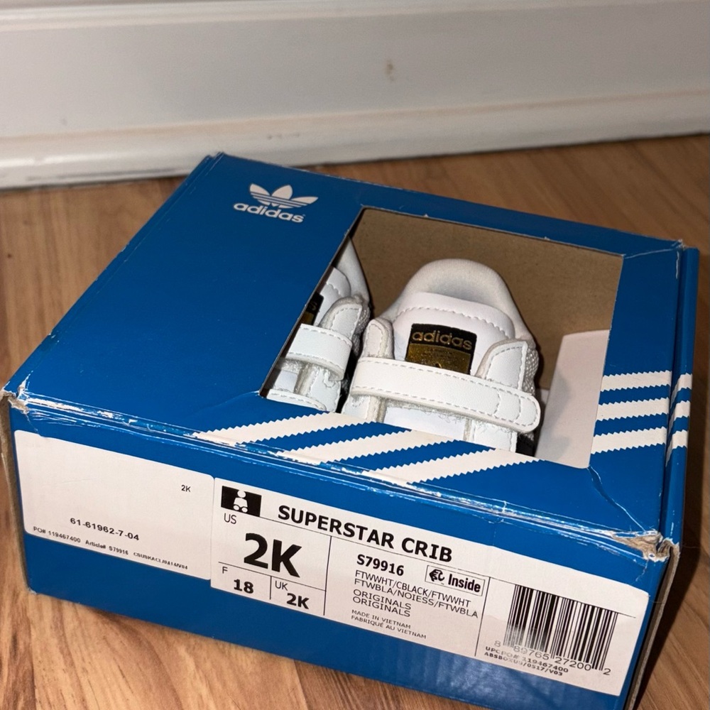 Adidas White and Black Velcro Sneakers - Picture 3 of 4